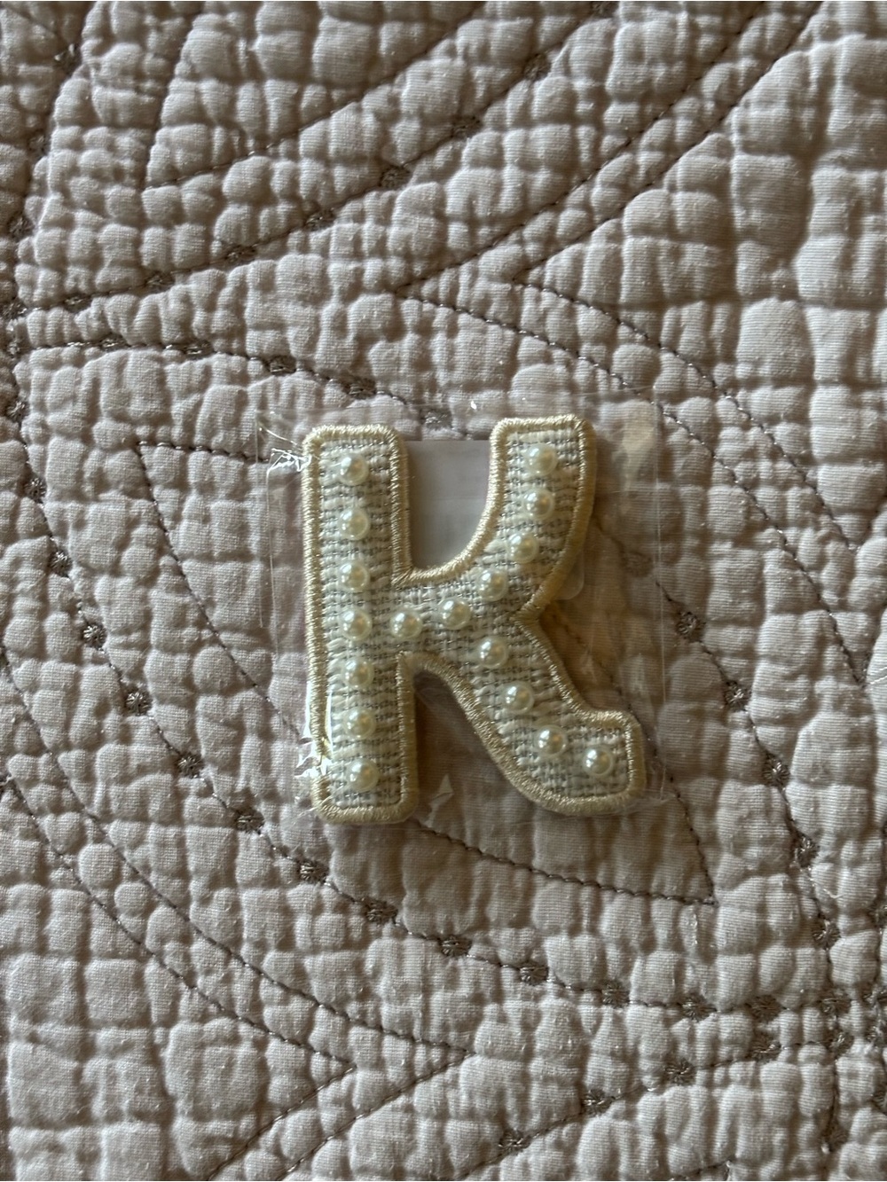 Stoney Clover Lane White Pearl Letter Patch - K